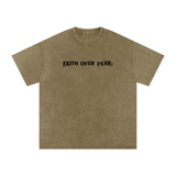 Faith Over Fear | Acid Wash Oversize T-Shirt – Black Design