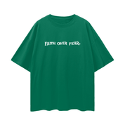 Green / S Faith Over Fear | Oversize Deep Drop Shoulder Tee