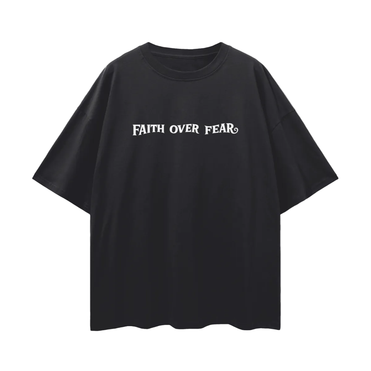  S Faith Over Fear | Oversize Deep Drop Shoulder Tee