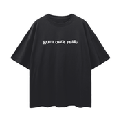 Black Beauty / S Faith Over Fear | Oversize Deep Drop Shoulder Tee