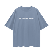 Rain Washed / S Faith Over Fear | Oversize Deep Drop Shoulder Tee