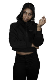 Black / 2-4 Moon Oath | Cropped Half-Zip Hoodie