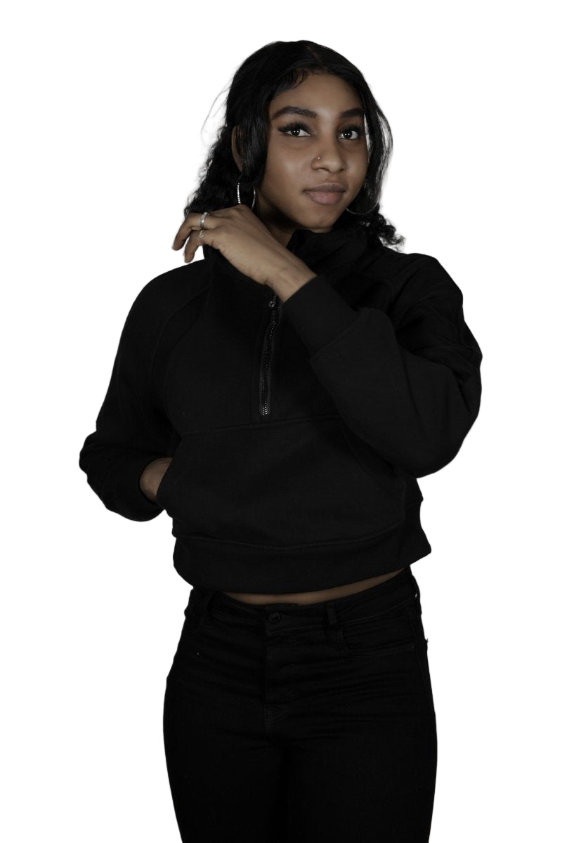 Moon Oath | Cropped Half-Zip Hoodie