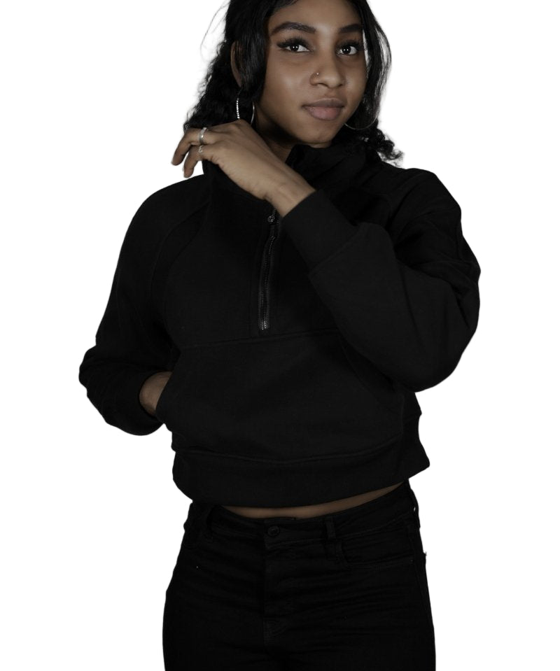 Moon Oath | Cropped Half-Zip Hoodie