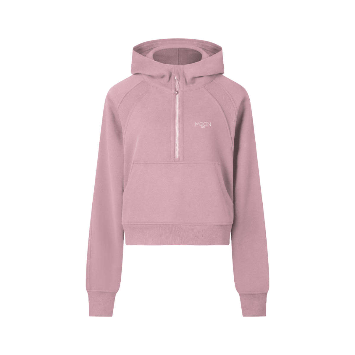Pink / 2-4 Moon Oath | Cropped Half-Zip Hoodie