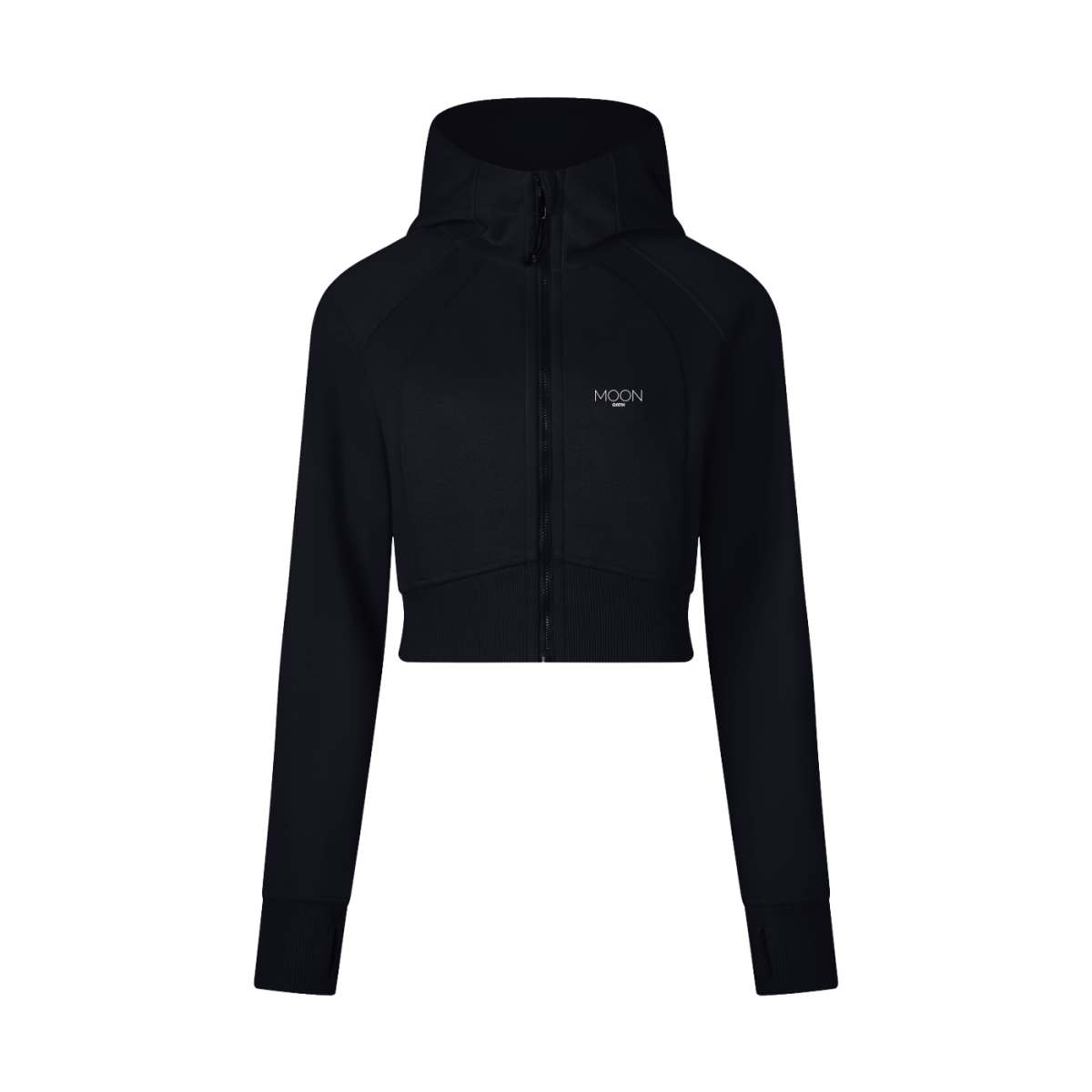 Black / 4 - S Moon Oath | Cropped Zip-Through Hoodie