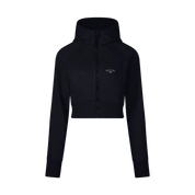 Black / 4 - S Moon Oath | Cropped Zip-Through Hoodie