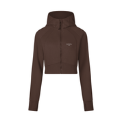 Brown / 4 - S Moon Oath | Cropped Zip-Through Hoodie