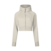 Beige / 4 - S Moon Oath | Cropped Zip-Through Hoodie