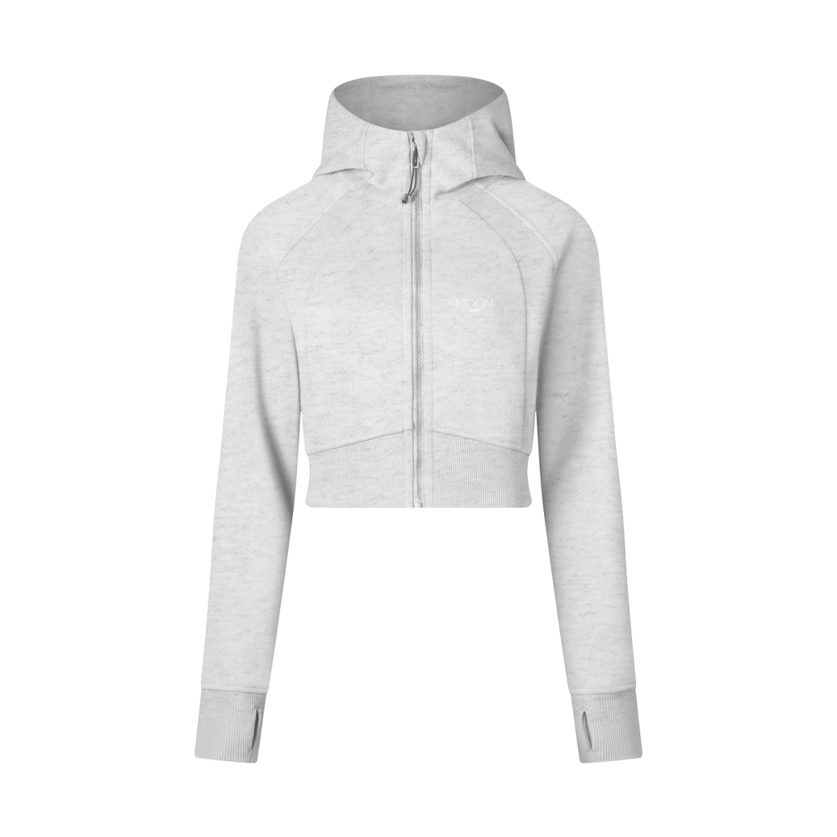 Gray / 4 - S Moon Oath | Cropped Zip-Through Hoodie