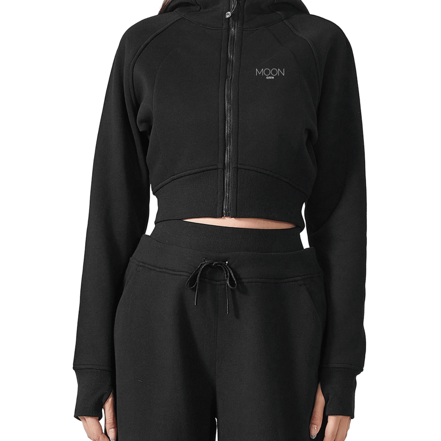 Moon Oath | Cropped Zip-Through Hoodie