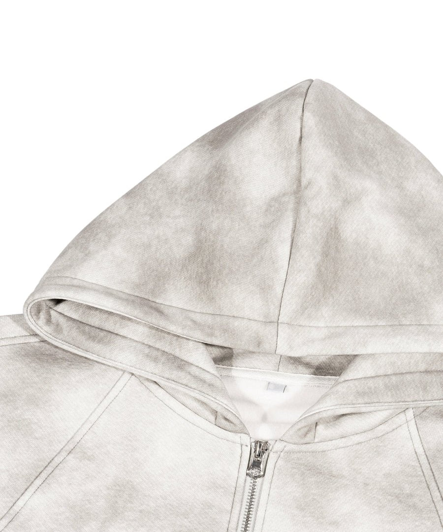 Dirty Washed Zip-Up Fleece Hoodie For Women