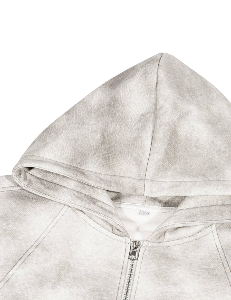 Dirty Washed Zip-Up Fleece Hoodie For Women