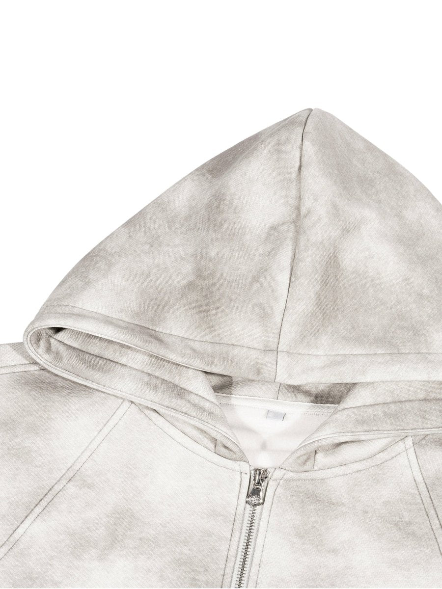 Dirty Washed Zip-Up Fleece Hoodie For Women