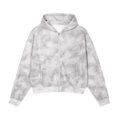 Dirty Washed Zip-Up Fleece Hoodie For Women