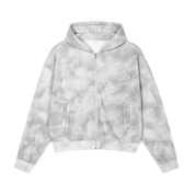 Dirty Washed Zip-Up Fleece Hoodie For Women