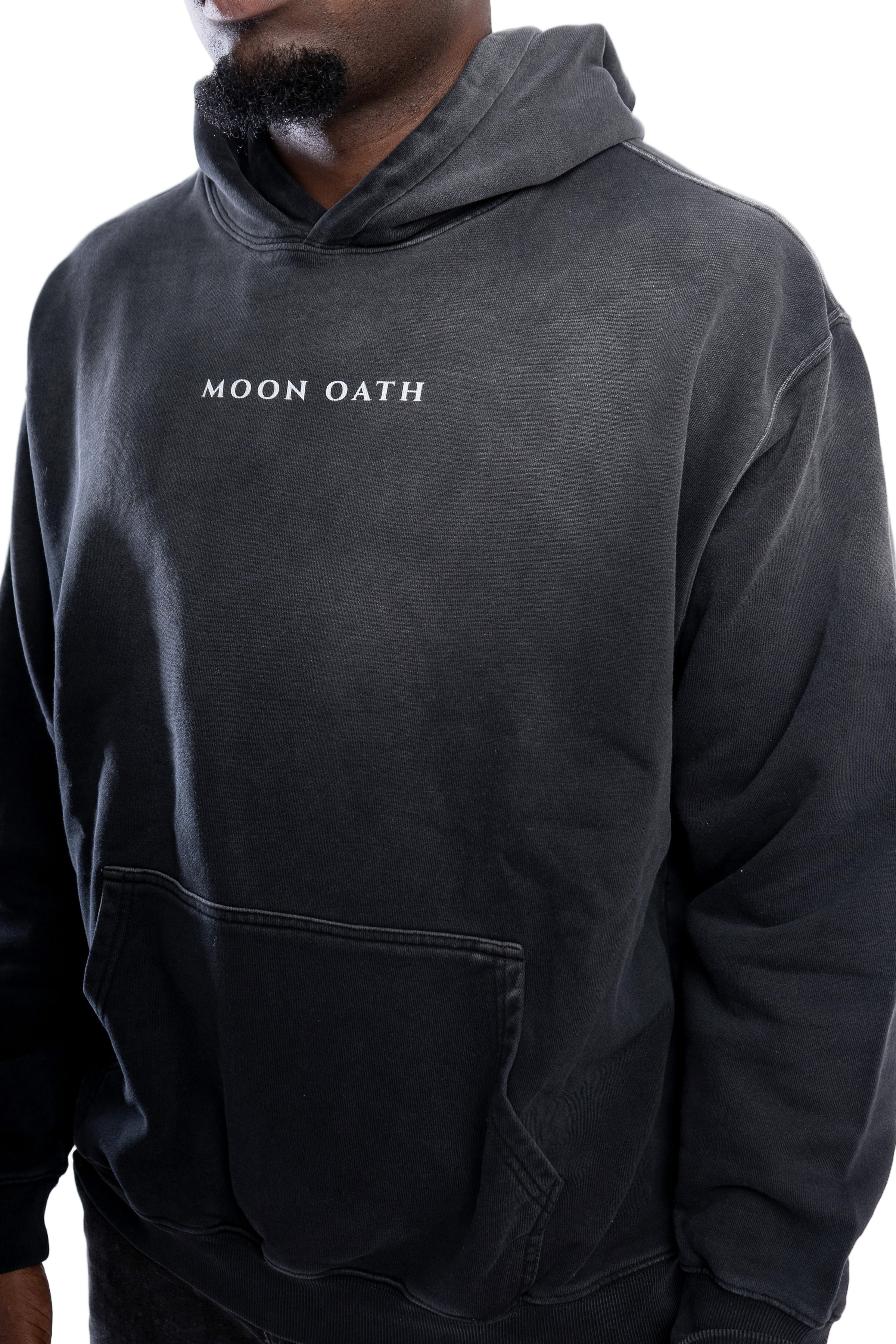 Black / S Moon Oath | Handcrafted Monkey Wash Oversized Hoodie