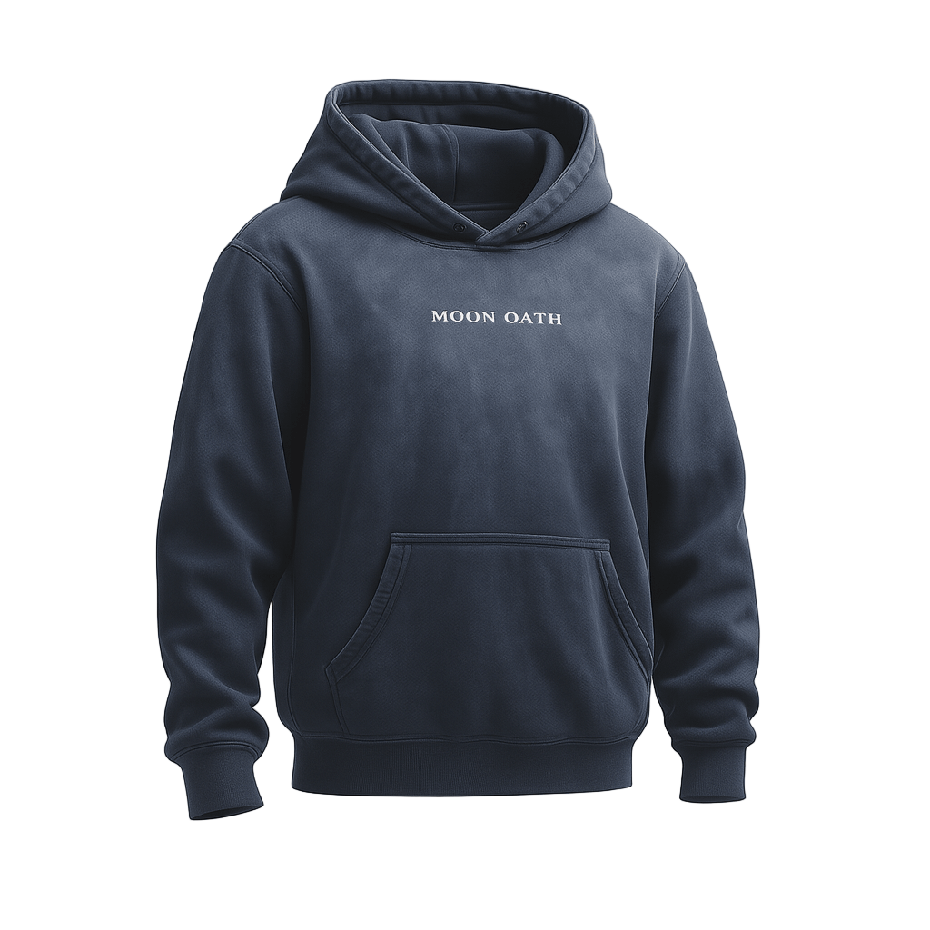 Dark Blue / S Moon Oath | Handcrafted Monkey Wash Oversized Hoodie