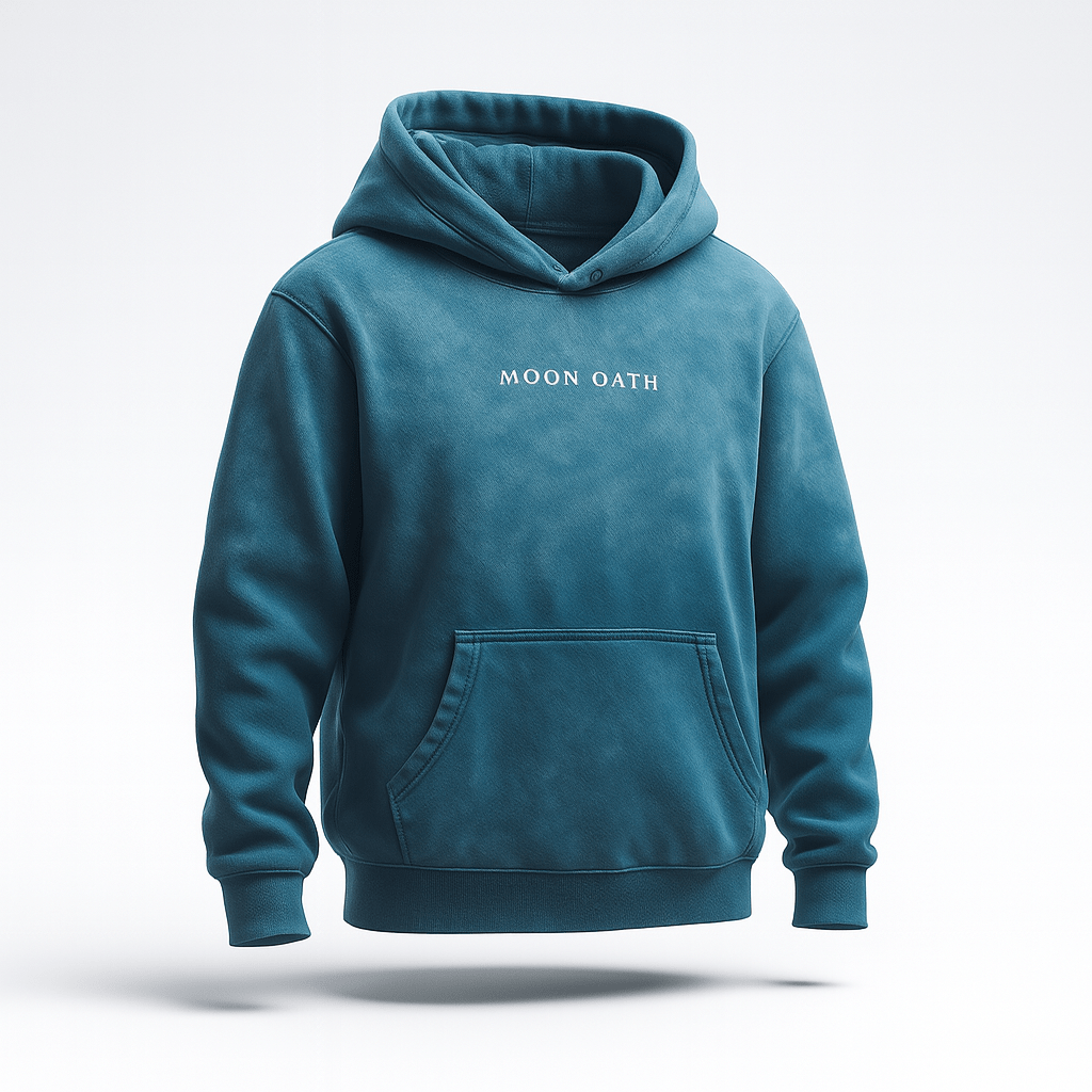 Blue / S Moon Oath | Handcrafted Monkey Wash Oversized Hoodie