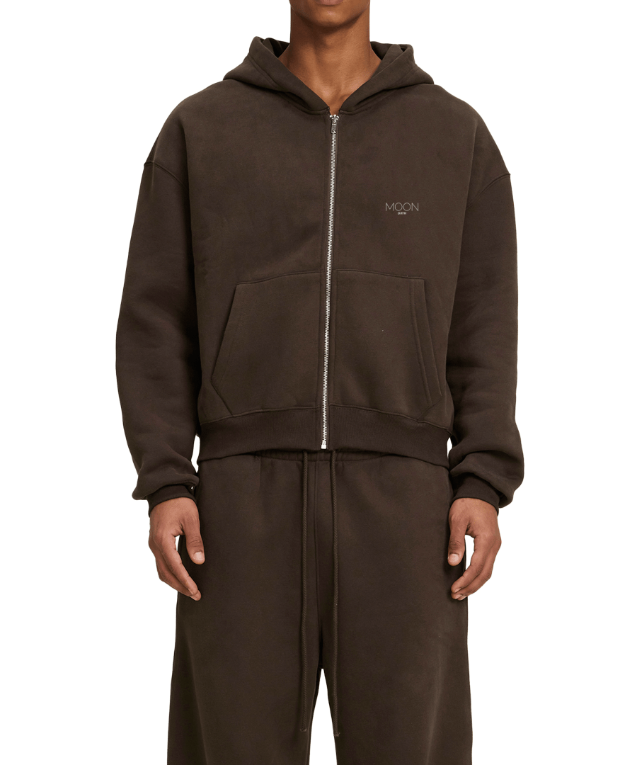  S Moon Oath | Fleece Zip-Up Boxy Hoodie For Men