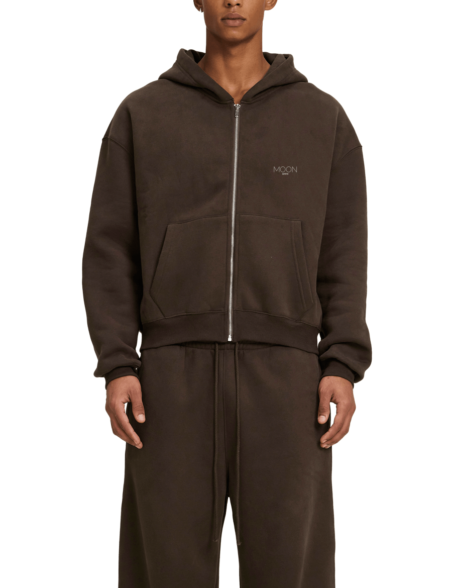  S Moon Oath | Fleece Zip-Up Boxy Hoodie For Men