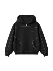 Moon Oath | Men's Contrast - Stitched Boxy Fleece Zip Hoodie - TOPARADI