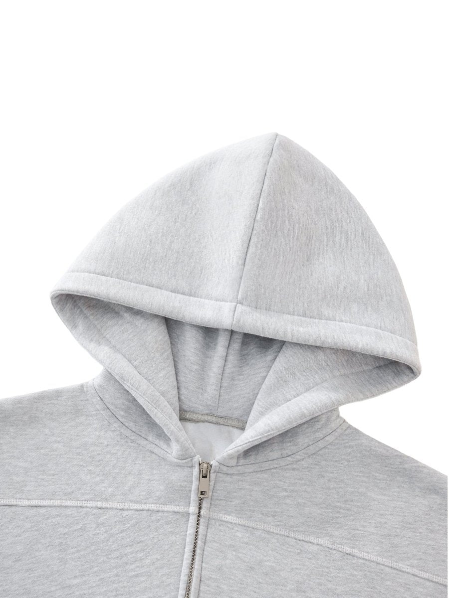 Moon Oath | Men Contrast-Stitched Boxy Fleece Zip Hoodie