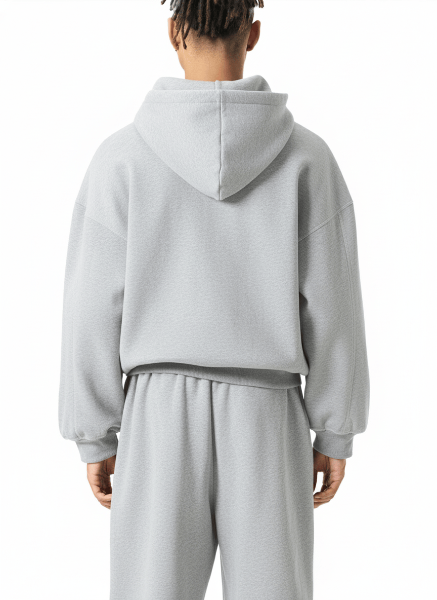 Moon Oath | Men's Contrast-Stitched Boxy Fleece Zip Hoodie