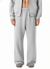 Flower Gray / S Moon Oath | Men's Contrast-Stitched Fleece Sweatpants