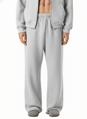 Flower Gray / S Moon Oath | Men's Contrast-Stitched Fleece Sweatpants