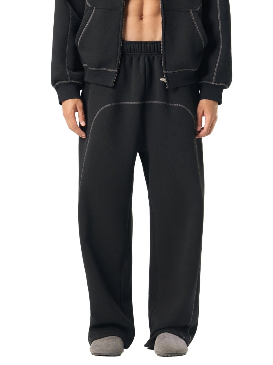 Black / S Moon Oath | Men's Contrast-Stitched Fleece Sweatpants