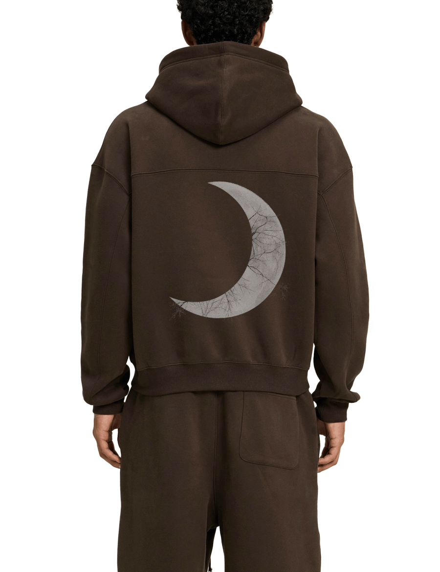 Moon Oath | Fleece Zip-Up Boxy Hoodie For Men