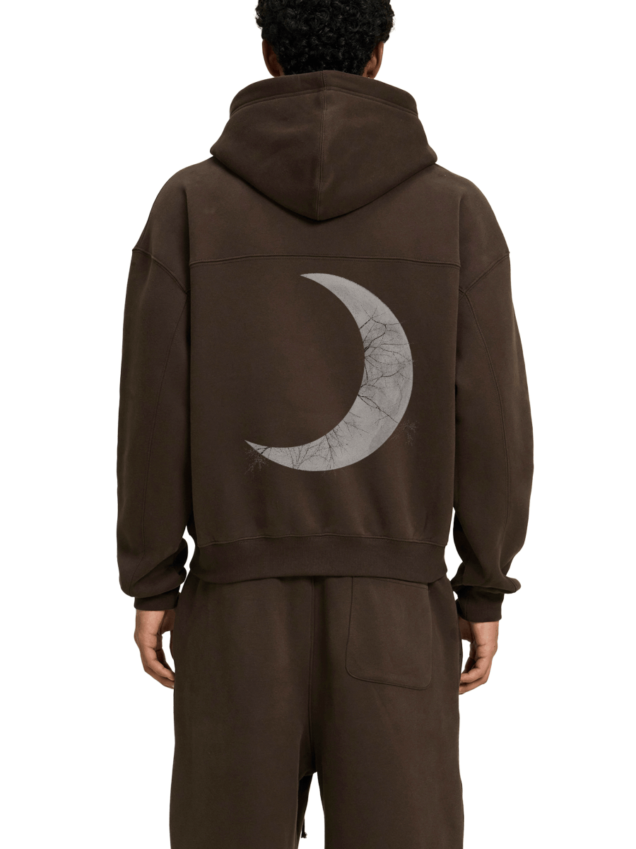 Moon Oath | Fleece Zip-Up Boxy Hoodie For Men