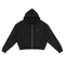 Black / S Fleece Zip-Up Boxy Hoodie For Men