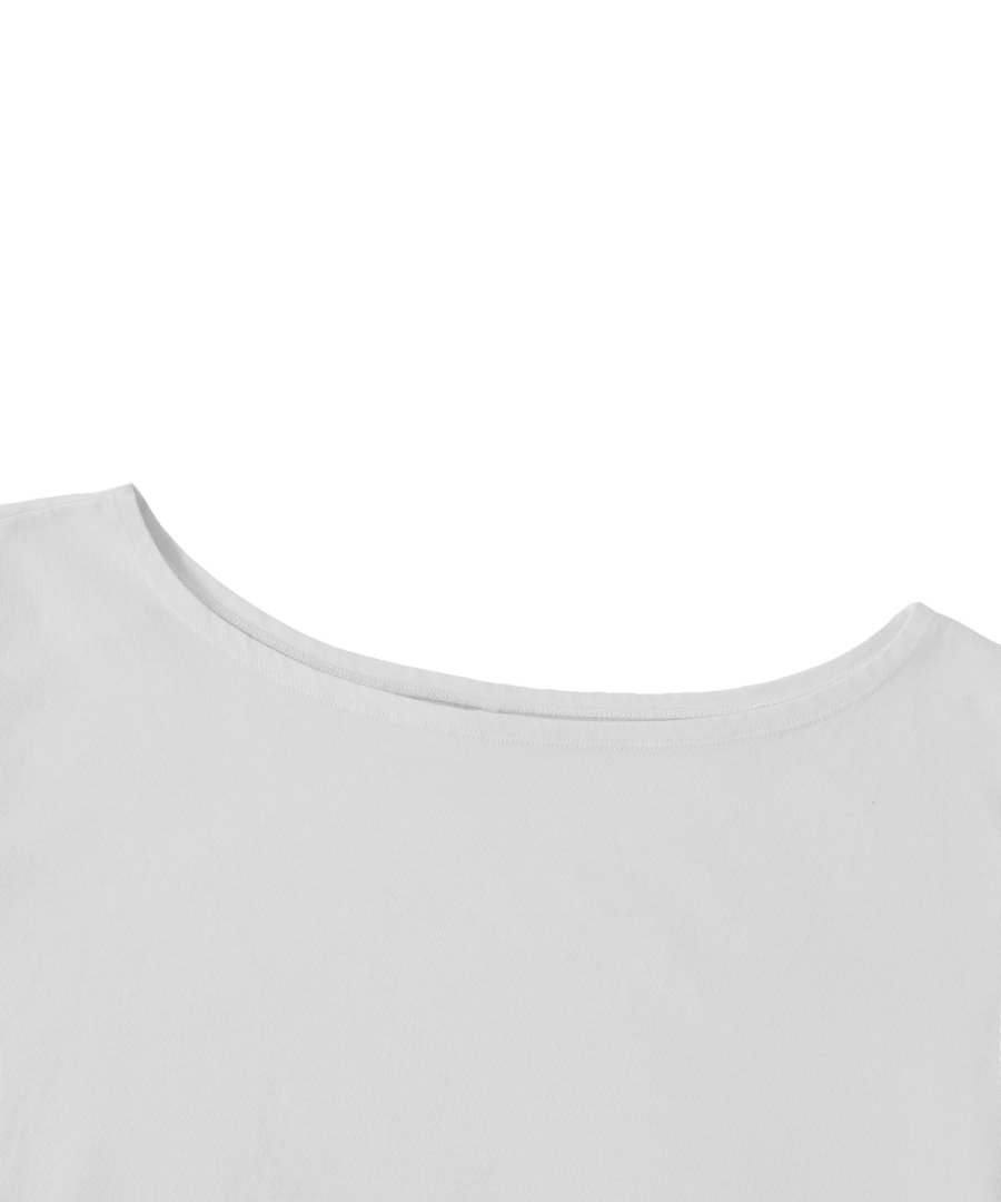 Moon Oath | Off-Shoulder Rolled Hem Cotton T-Shirt