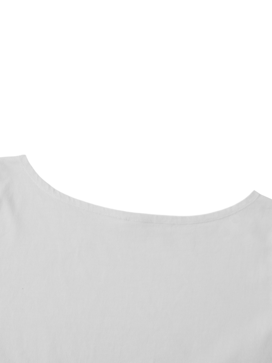 Moon Oath | Off-Shoulder Rolled Hem Cotton T-Shirt