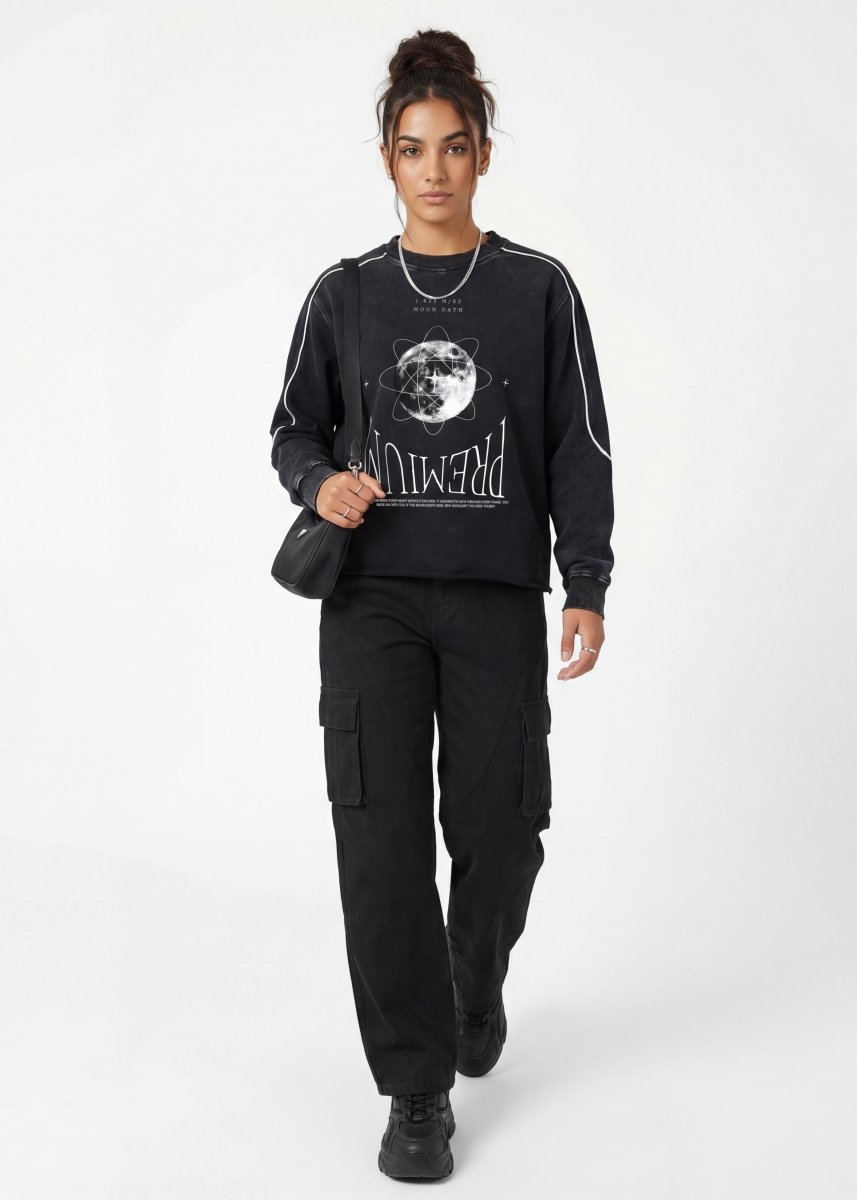 Moon Oath Premium Black Sweatshirt - TOPARADI