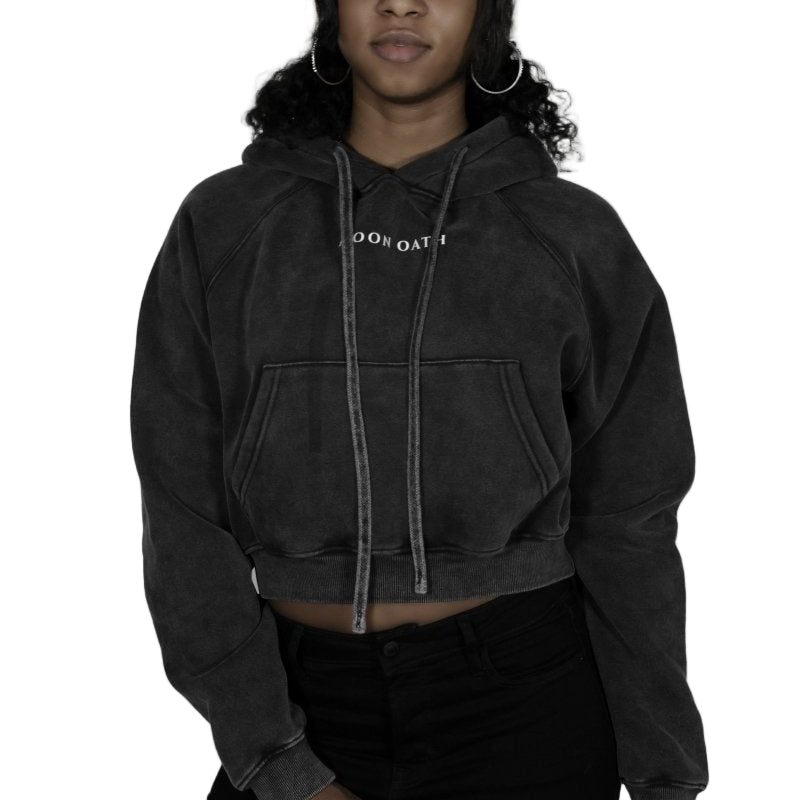  S Moon Oath | Snow Washed Cropped Hoodie