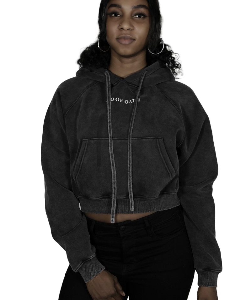  S Moon Oath | Snow Washed Cropped Hoodie