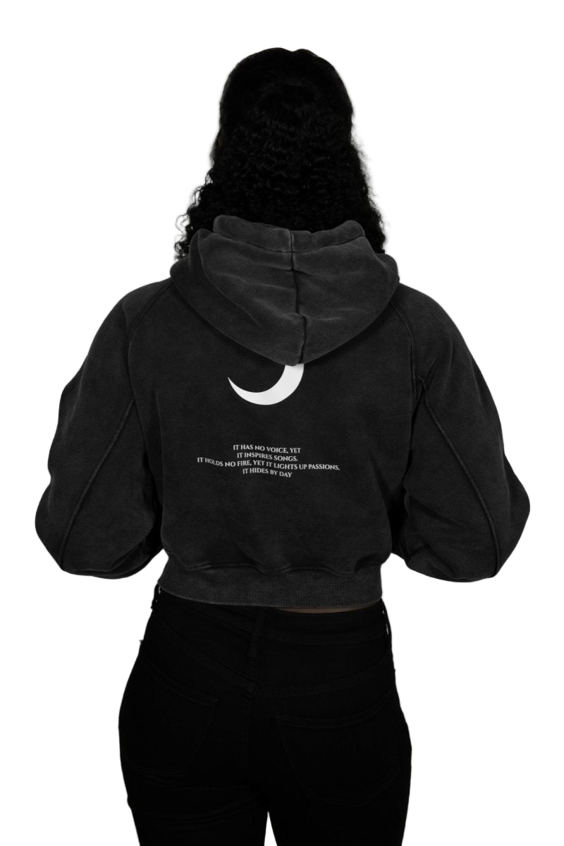 Moon Oath | Snow Washed Cropped Hoodie