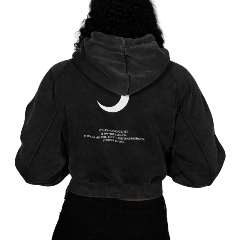 Moon Oath | Snow Washed Cropped Hoodie