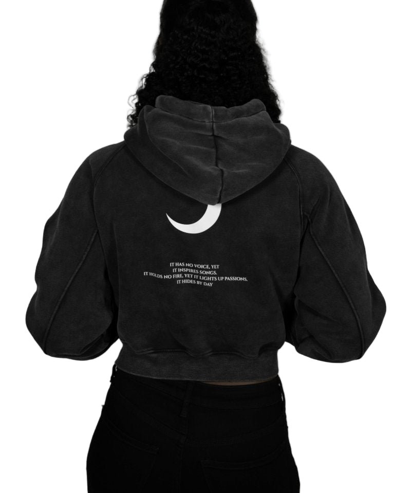 Moon Oath | Snow Washed Cropped Hoodie