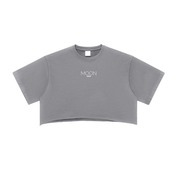 Gray / S Moon Oath | Snow Washed Raw Edge Crop Top