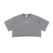 Gray / S Moon Oath | Snow Washed Raw Edge Crop Top