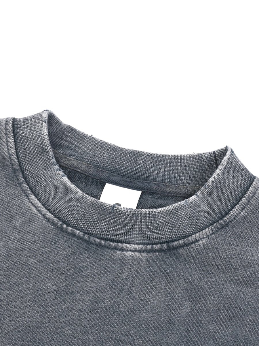 Moon Oath | Snow Washed Raw Edge Cropped Sweatshirt