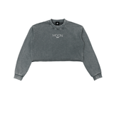 Moon Oath | Snow Washed Raw Edge Cropped Sweatshirt