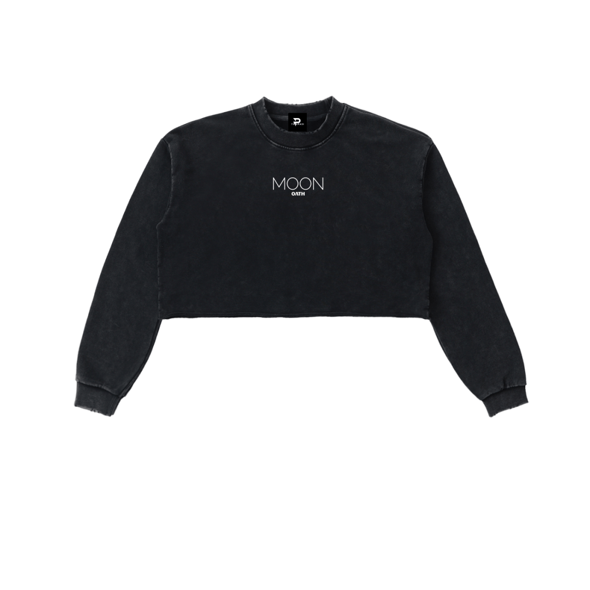  S Moon Oath | Snow Washed Raw Edge Cropped Sweatshirt