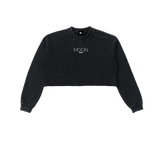 Moon Oath | Snow Washed Raw Edge Cropped Sweatshirt