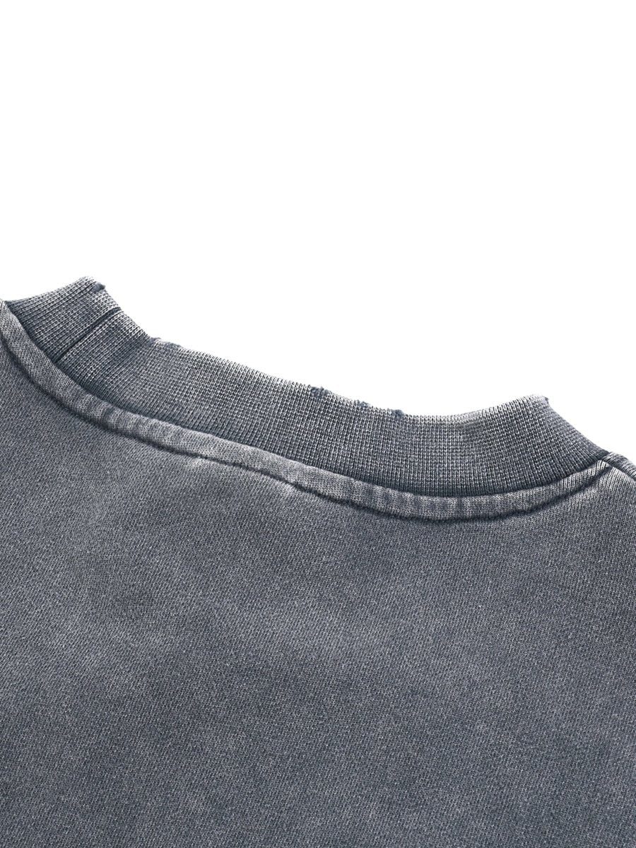 Moon Oath | Snow Washed Raw Edge Cropped Sweatshirt