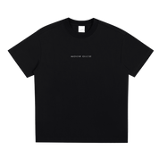 Black t-shirt with 'MOON OATH' text on a white background